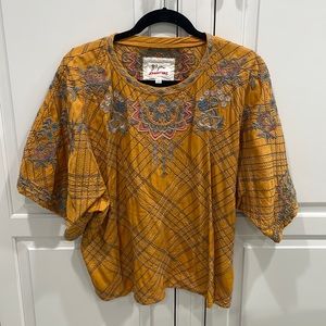 Johnny Was Biya top small only worn 2 times beautifully designed .